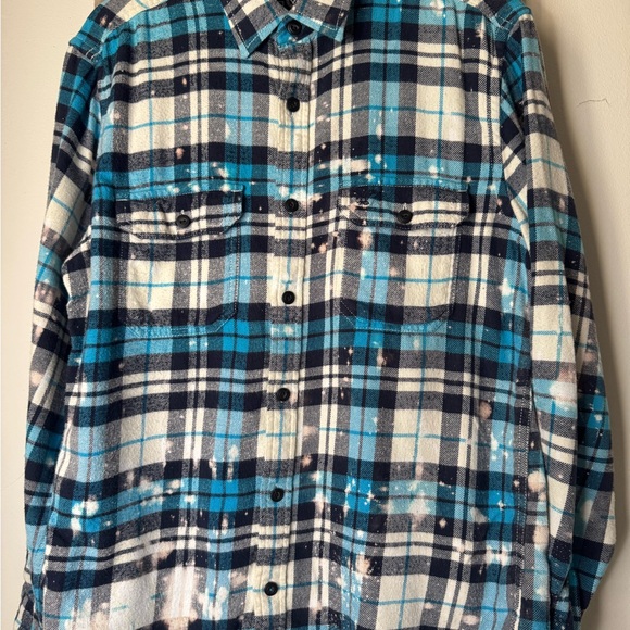 Blue Plaid Flannel Shirt Iron Maiden men's or women's - Picture 2 of 4